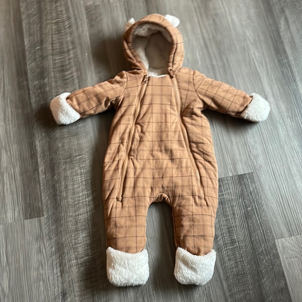 Baby GAP 0-3 months bunting snowsuit warm boys girls sherpa lined plaid soft